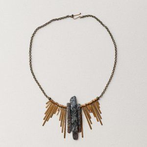 Agate and Bronze Statement Stone Necklace